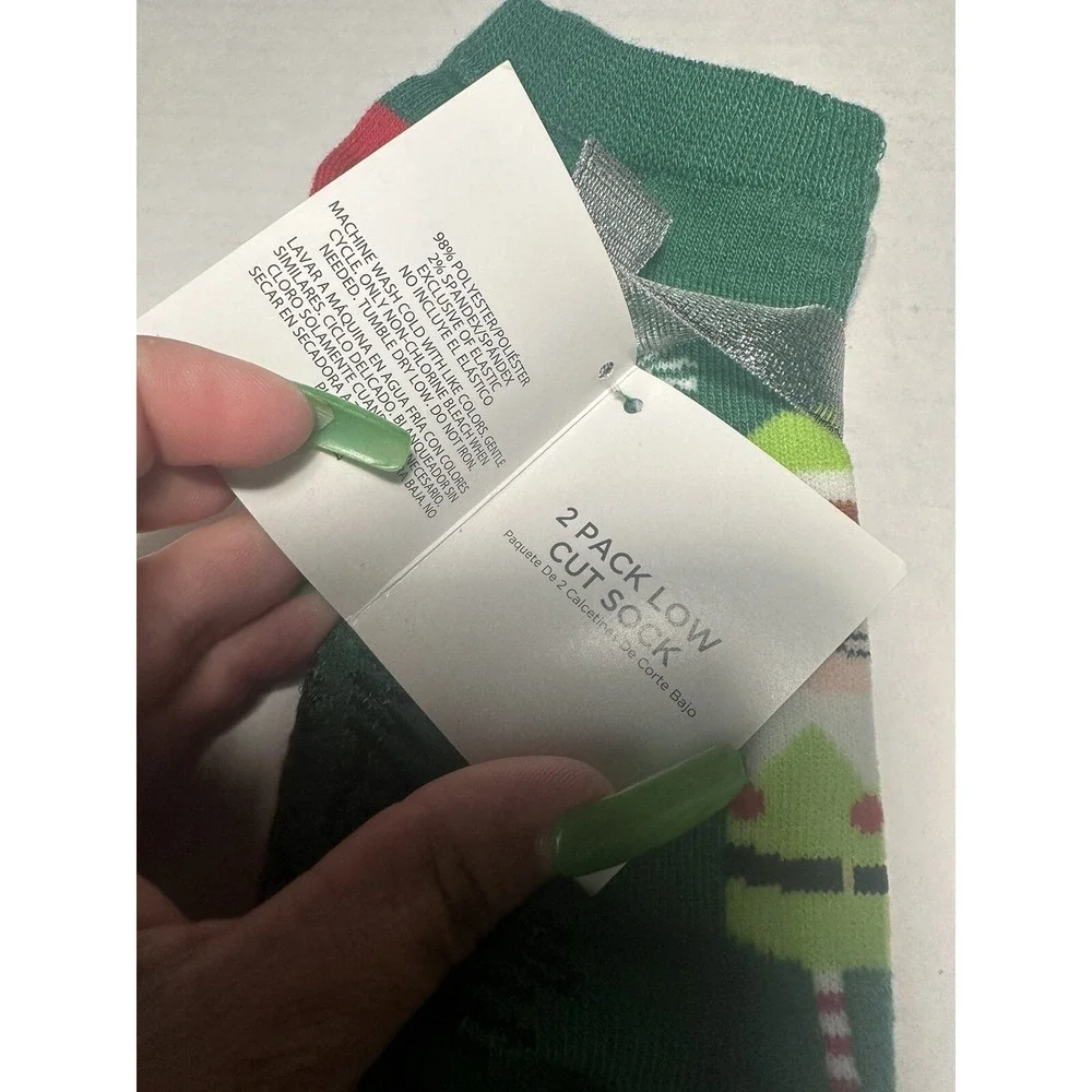 holiday time 2‎ pairs womens christmas low cut ankle socks size 4-10